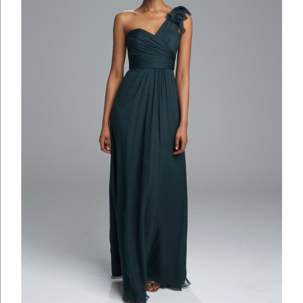 Amsale Bellini one shoulder chiffon